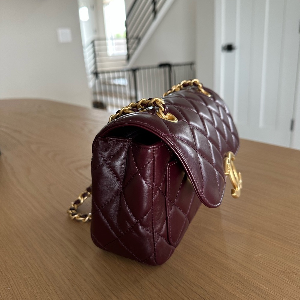 SOLD- Chanel Burgundy small Flap Bag Lambskin - Picture 7 of 14